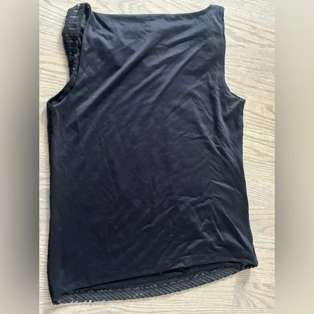 Talbots Petites Black Sequin Shell cowl neck sleeveless Tank Top size Mp - Picture 3 of 3